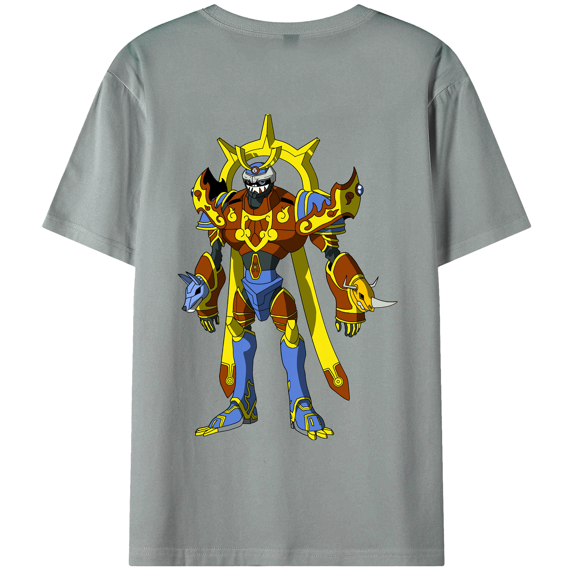 （画像用） Digimon デジタルモンスター/デジモン 綿100％ メンズ半袖Tシャツ（バックプリント） 通気性